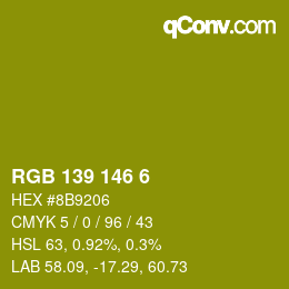 Color code: RGB 139 146 6 | qconv.com