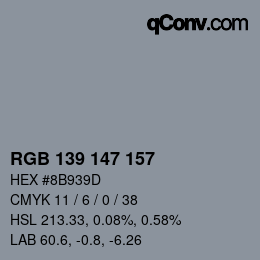 Código de color: RGB 139 147 157 | qconv.com