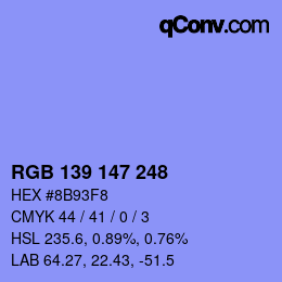 Color code: RGB 139 147 248 | qconv.com