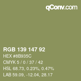 Código de color: RGB 139 147 92 | qconv.com