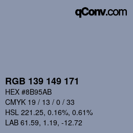 Color code: RGB 139 149 171 | qconv.com