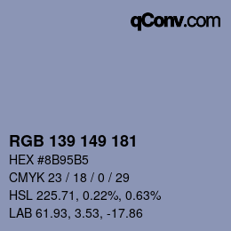 カラーコード: RGB 139 149 181 | qconv.com