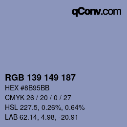 Color code: RGB 139 149 187 | qconv.com
