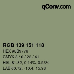 Color code: RGB 139 151 118 | qconv.com