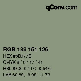 Color code: RGB 139 151 126 | qconv.com