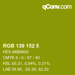カラーコード: RGB 139 152 5 | qconv.com