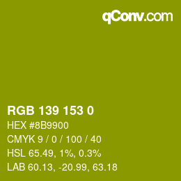 Color code: RGB 139 153 0 | qconv.com