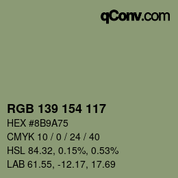 Color code: RGB 139 154 117 | qconv.com