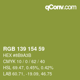 カラーコード: RGB 139 154 59 | qconv.com