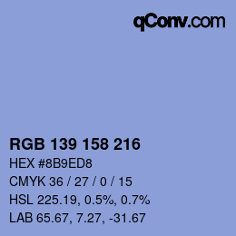 Color code: RGB 139 158 216 | qconv.com