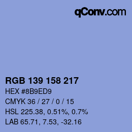 Color code: RGB 139 158 217 | qconv.com
