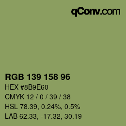 Color code: RGB 139 158 96 | qconv.com