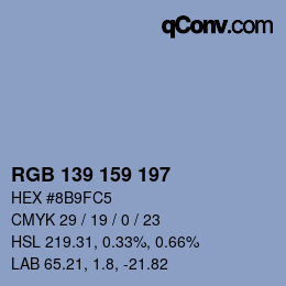 カラーコード: RGB 139 159 197 | qconv.com