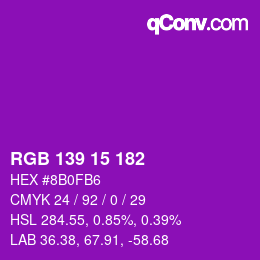 Color code: RGB 139 15 182 | qconv.com