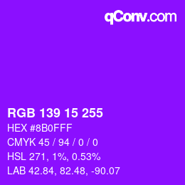 Color code: RGB 139 15 255 | qconv.com