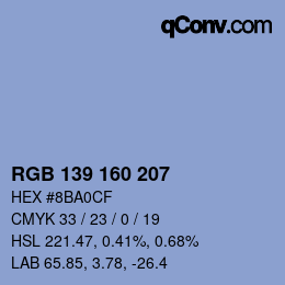 Color code: RGB 139 160 207 | qconv.com