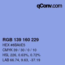 Color code: RGB 139 160 229 | qconv.com