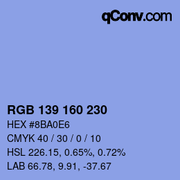 Color code: RGB 139 160 230 | qconv.com