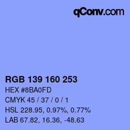 カラーコード: RGB 139 160 253 | qconv.com