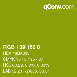 Color code: RGB 139 160 8 | qconv.com