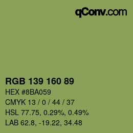 Color code: RGB 139 160 89 | qconv.com