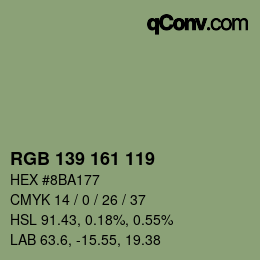 Color code: RGB 139 161 119 | qconv.com
