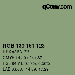 颜色代码: RGB 139 161 123 | qconv.com