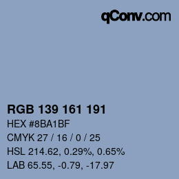 Color code: RGB 139 161 191 | qconv.com