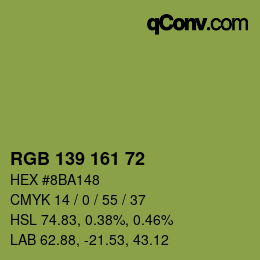 Color code: RGB 139 161 72 | qconv.com