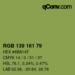 Farbcode: RGB 139 161 79 | qconv.com