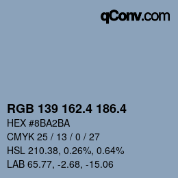カラーコード: RGB 139 162.4 186.4 | qconv.com