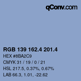 カラーコード: RGB 139 162.4 201.4 | qconv.com