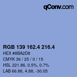 カラーコード: RGB 139 162.4 216.4 | qconv.com
