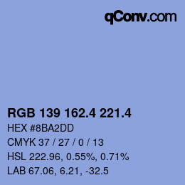 カラーコード: RGB 139 162.4 221.4 | qconv.com