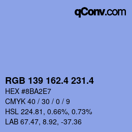 カラーコード: RGB 139 162.4 231.4 | qconv.com