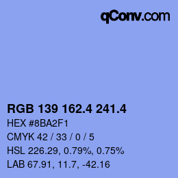 カラーコード: RGB 139 162.4 241.4 | qconv.com