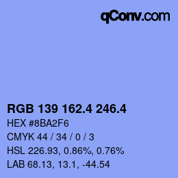 カラーコード: RGB 139 162.4 246.4 | qconv.com