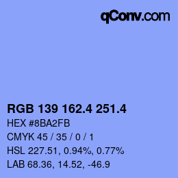 カラーコード: RGB 139 162.4 251.4 | qconv.com