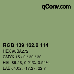 Color code: RGB 139 162.8 114 | qconv.com
