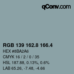 カラーコード: RGB 139 162.8 166.4 | qconv.com