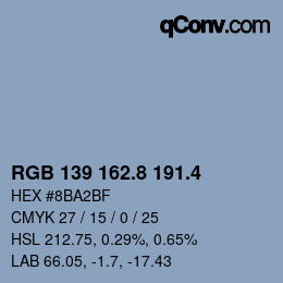 カラーコード: RGB 139 162.8 191.4 | qconv.com