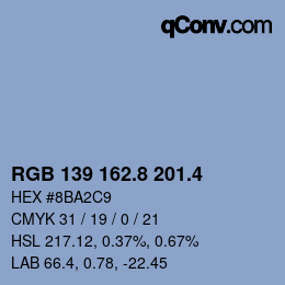 カラーコード: RGB 139 162.8 201.4 | qconv.com