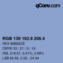 カラーコード: RGB 139 162.8 206.4 | qconv.com