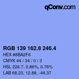カラーコード: RGB 139 162.8 246.4 | qconv.com