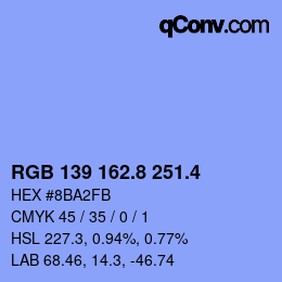 カラーコード: RGB 139 162.8 251.4 | qconv.com