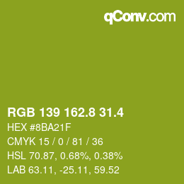 カラーコード: RGB 139 162.8 31.4 | qconv.com