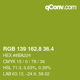 カラーコード: RGB 139 162.8 36.4 | qconv.com