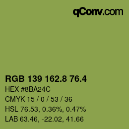 カラーコード: RGB 139 162.8 76.4 | qconv.com