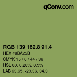 カラーコード: RGB 139 162.8 91.4 | qconv.com