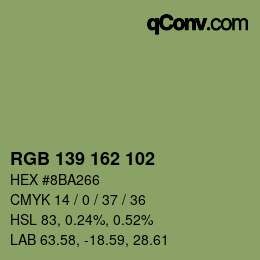 Color code: RGB 139 162 102 | qconv.com